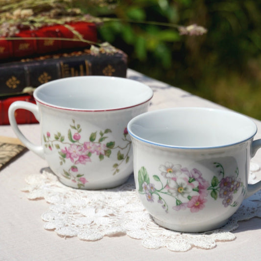 Tasses "Anastazy" fleuries en porcelaine polonaise Lubiana (lot de 2)