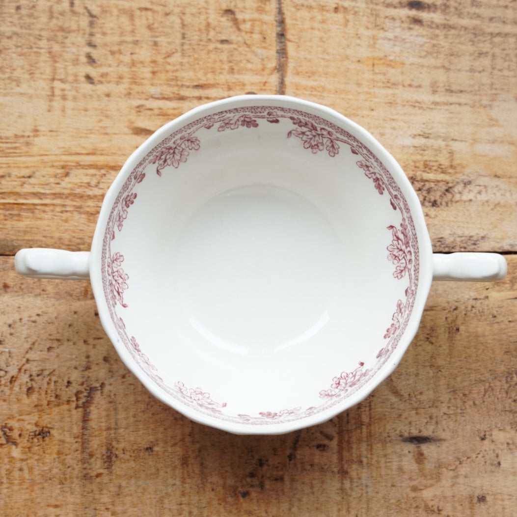 Tasse à 2 anses "Deirdre" en céramique anglaise torsadée motifs paysages rougeâtres