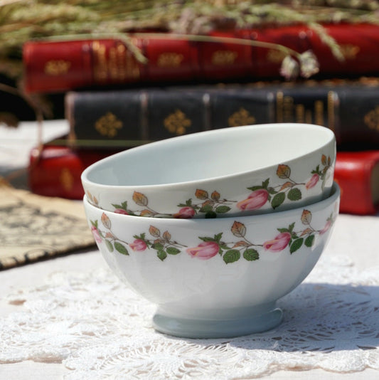 Bols "Jalbert" en porcelaine de Limoges fleuris (lot de 2)