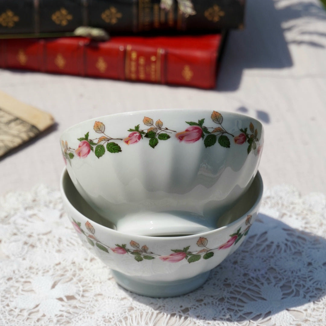 Bols "Jalbert" en porcelaine de Limoges fleuris (lot de 2)