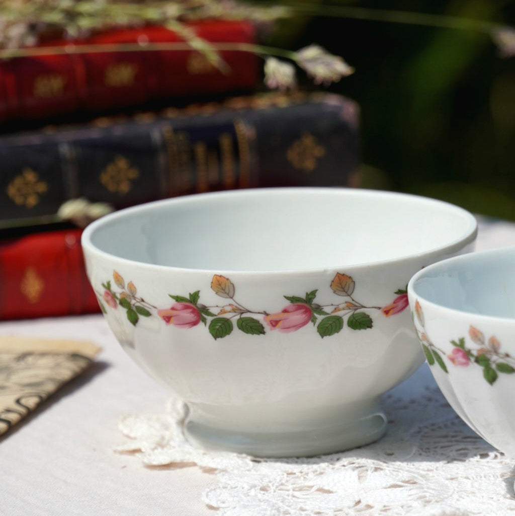 Bols "Jalbert" en porcelaine de Limoges fleuris (lot de 2)