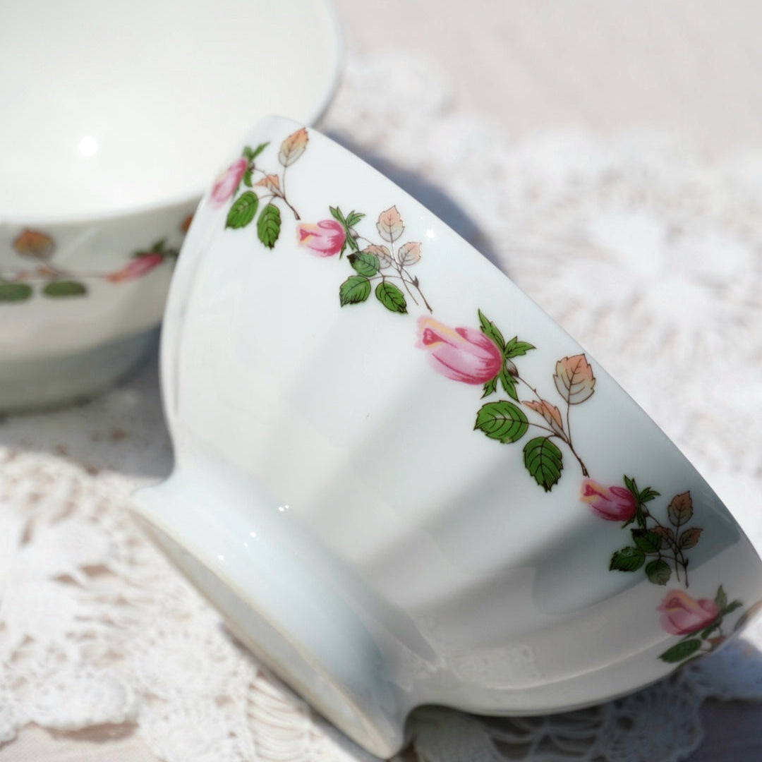 Bols "Jalbert" en porcelaine de Limoges fleuris (lot de 2)