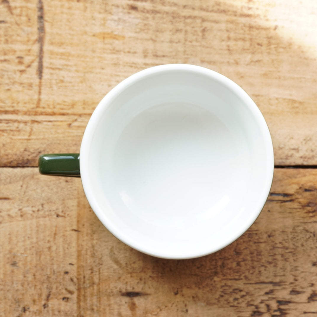 Grande tasse "Jéromine" bistrot en céramique française verte et blanche