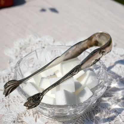 Pince à sucre "Laurénie" en métal argenté Boulenger style Art Nouveau années 1900