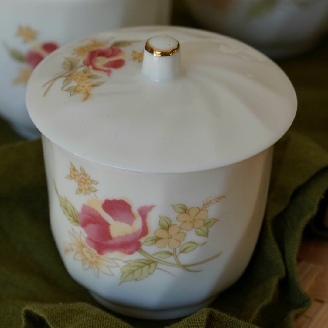 Service à thé "Hong" taïwanais en porcelaine fleurie Dichen Ceramics