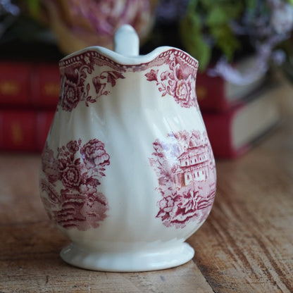 Pot à lait "Liora" en céramique anglaise aux motifs paysages rougeâtres Myott Meakin