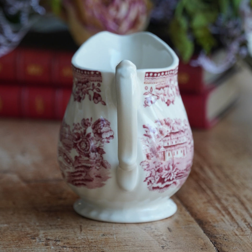 Pot à lait "Liora" en céramique anglaise aux motifs paysages rougeâtres Myott Meakin