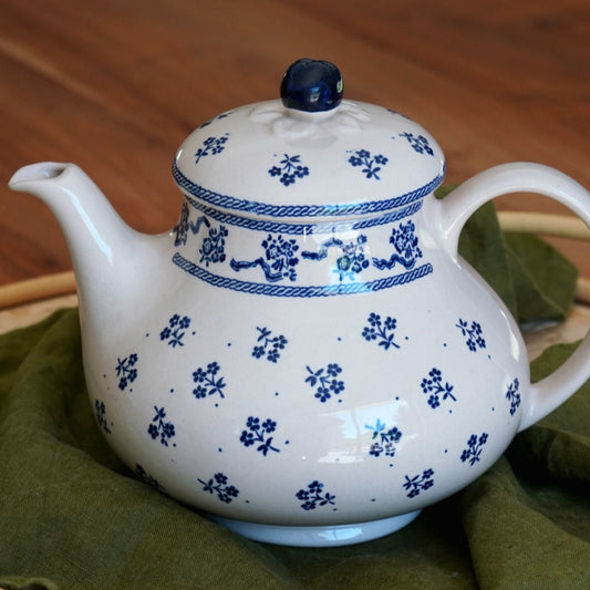 Théière "Suzy" en céramique anglaise fleurie bleutés Johnson Brothers