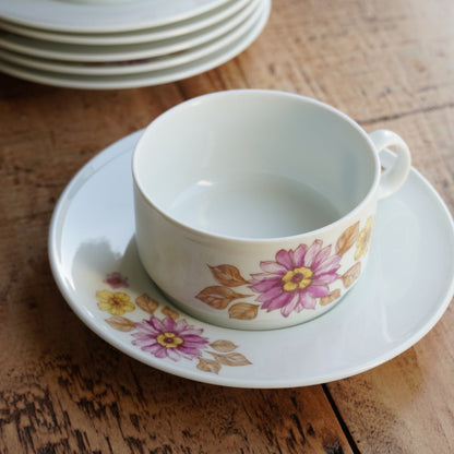 Tasses "Caterina" en porcelaine italienne fleurie Richard Ginori (lot de 6)