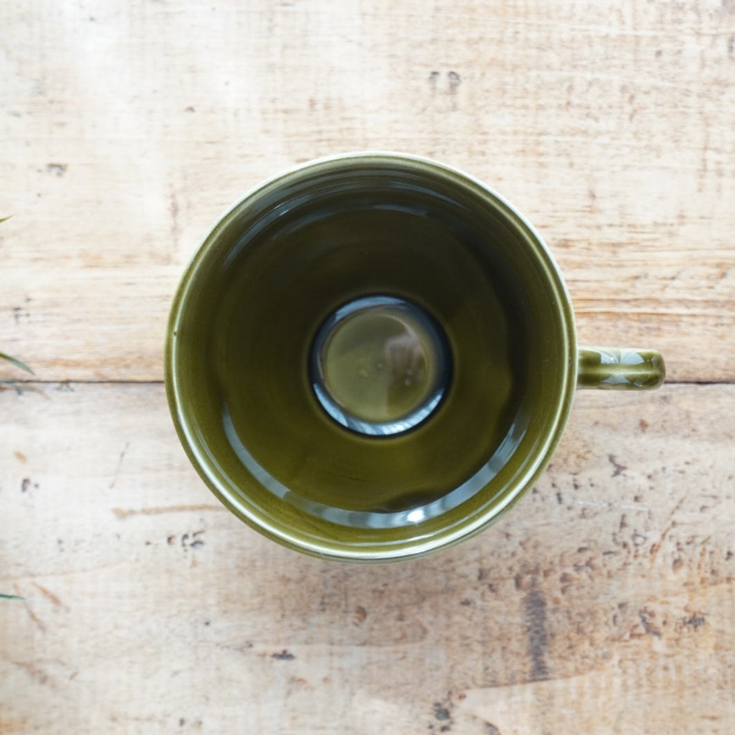 Ensemble de 4 tasses "Théodorée" en grés vert foncé