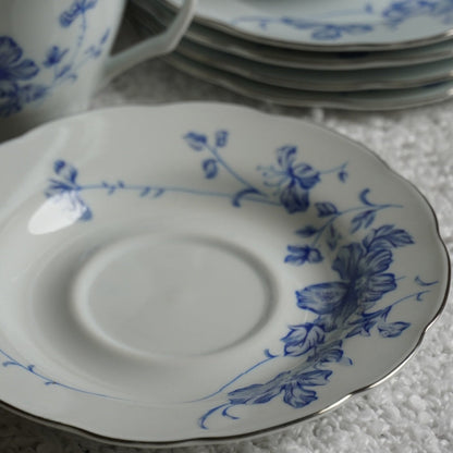 Ensemble de tasses "Shan" en porcelaine chinoise fleuries et bleutées (lot de 5)