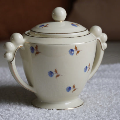 Sucrier "Gladys" en porcelaine française fleuri et doré
