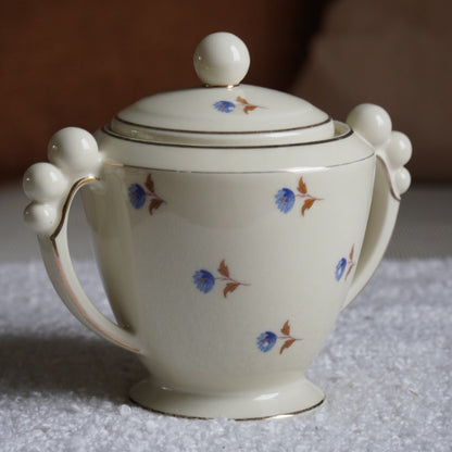 Sucrier "Gladys" en porcelaine française fleuri et doré
