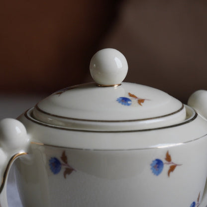 Sucrier "Gladys" en porcelaine française fleuri et doré