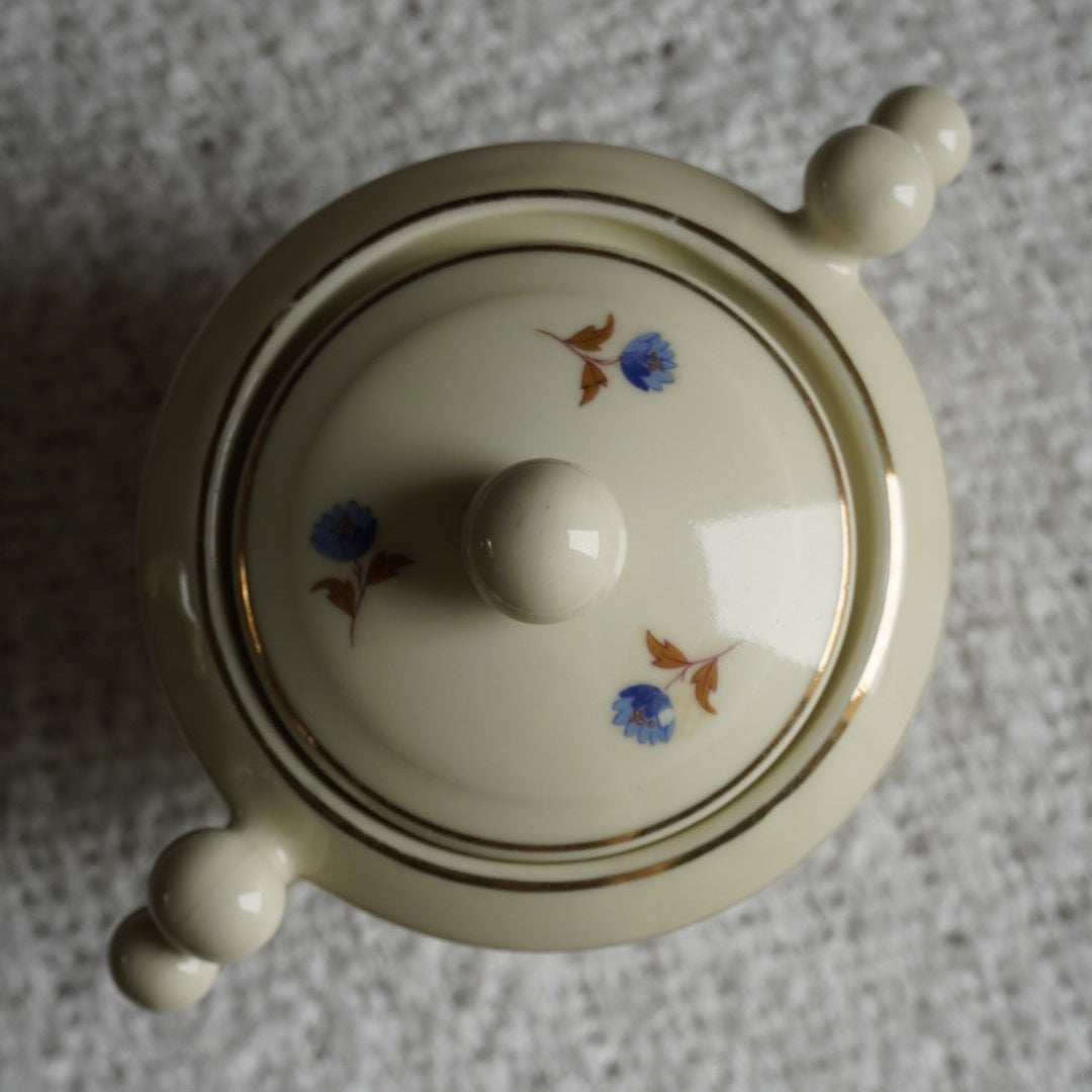 Sucrier "Gladys" en porcelaine française fleuri et doré