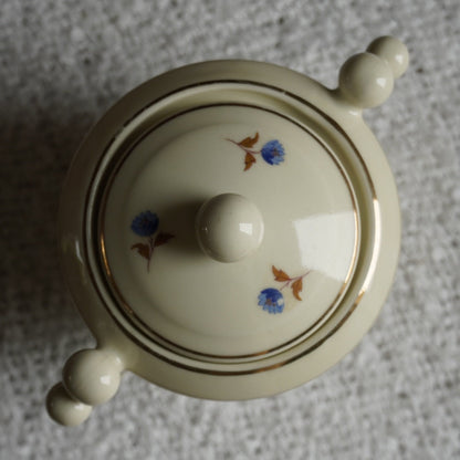 Sucrier "Gladys" en porcelaine française fleuri et doré