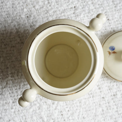 Sucrier "Gladys" en porcelaine française fleuri et doré