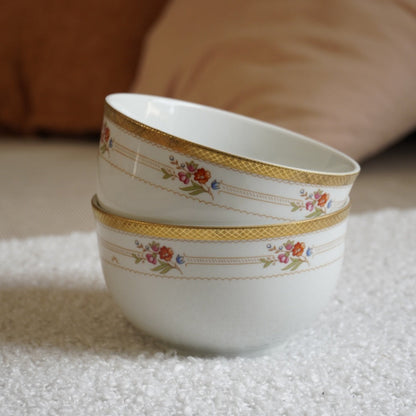 Paire de bols "Helmut" dorée et fleurie en porcelaine allemande Winterling bavaria
