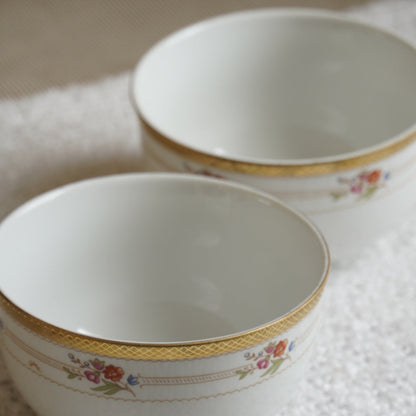 Paire de bols "Helmut" dorée et fleurie en porcelaine allemande Winterling bavaria
