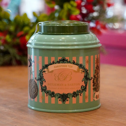 Case n°1 | Tasse "décembre" en porcelaine anglaise Regency & boîte de thé noir "Christmas Tea" 125g Betjeman & Barton