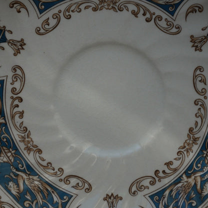 Tête-à-tête de tasses "Blue" en faïence anglaise torsadée avec couronne bleutée Myott modèle Rialto Blue