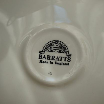 Service à thé "Phoebe" en porcelaine anglaise aux fleurs orangées et aux bordures bleutées Barratt's