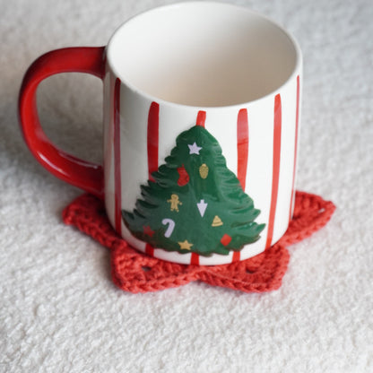 Sous-tasse en crochet étoile de Noël | rouge