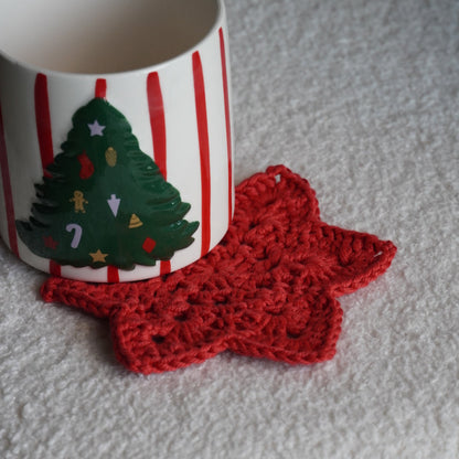 Sous-tasse en crochet étoile de Noël | rouge