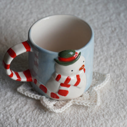 Sous-tasse en crochet étoile de Noël | blanc