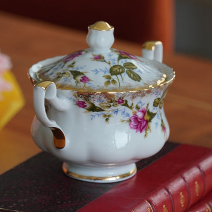 Sucrier "Agata" en porcelaine polonaise fleuri et doré Chodzież