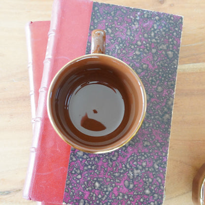 Petites tasses "Onérise" à café parisiennes en céramique marron et dorée Prima Cup Collection (lot de 4)