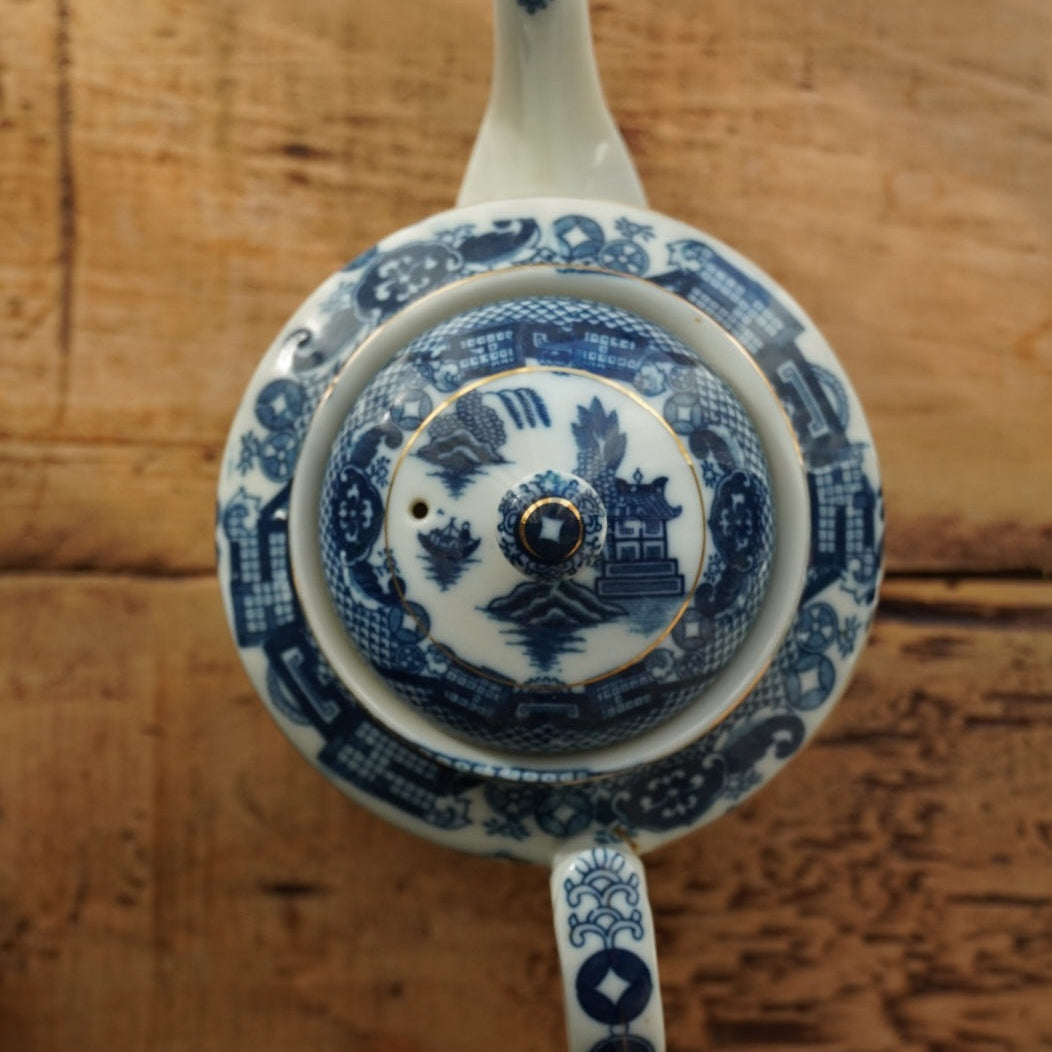 Service à thé "Robin" en porcelaine anglaise aux motifs bleutés et dorées