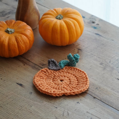 Sous-tasse "Citrouille" en crochet en forme de citrouille orange