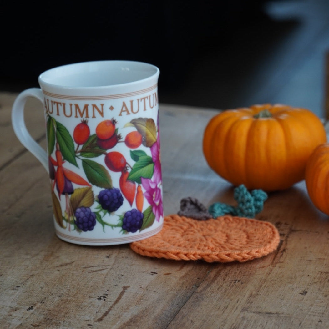 Mug "Fall" d'automne en porcelaine anglaise fleuri John Sinclair Sheffield & Bakewell