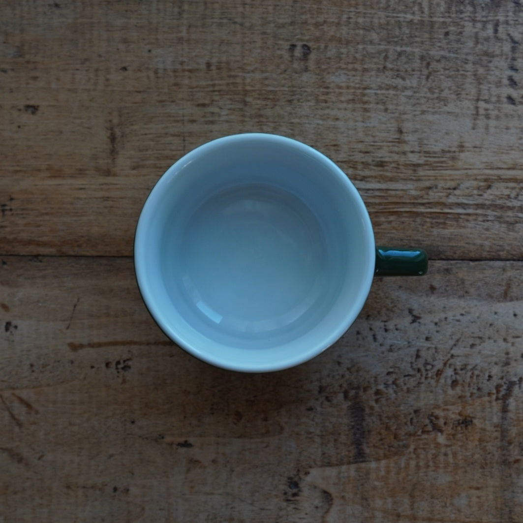 Grande tasse "Clérice" bistrot en céramique française verte et blanche