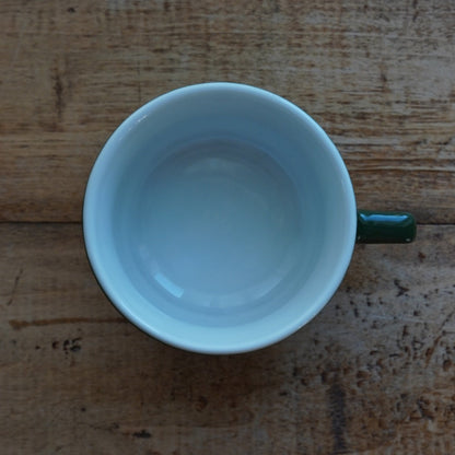 Grande tasse "Clérice" bistrot en céramique française verte et blanche
