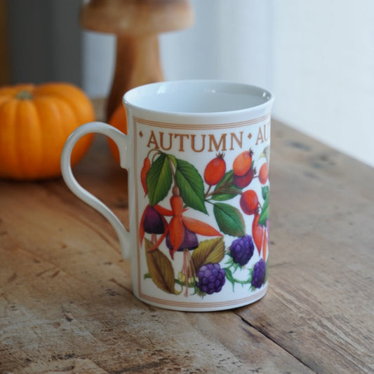 Mug "Fall" d'automne en porcelaine anglaise fleuri John Sinclair Sheffield & Bakewell