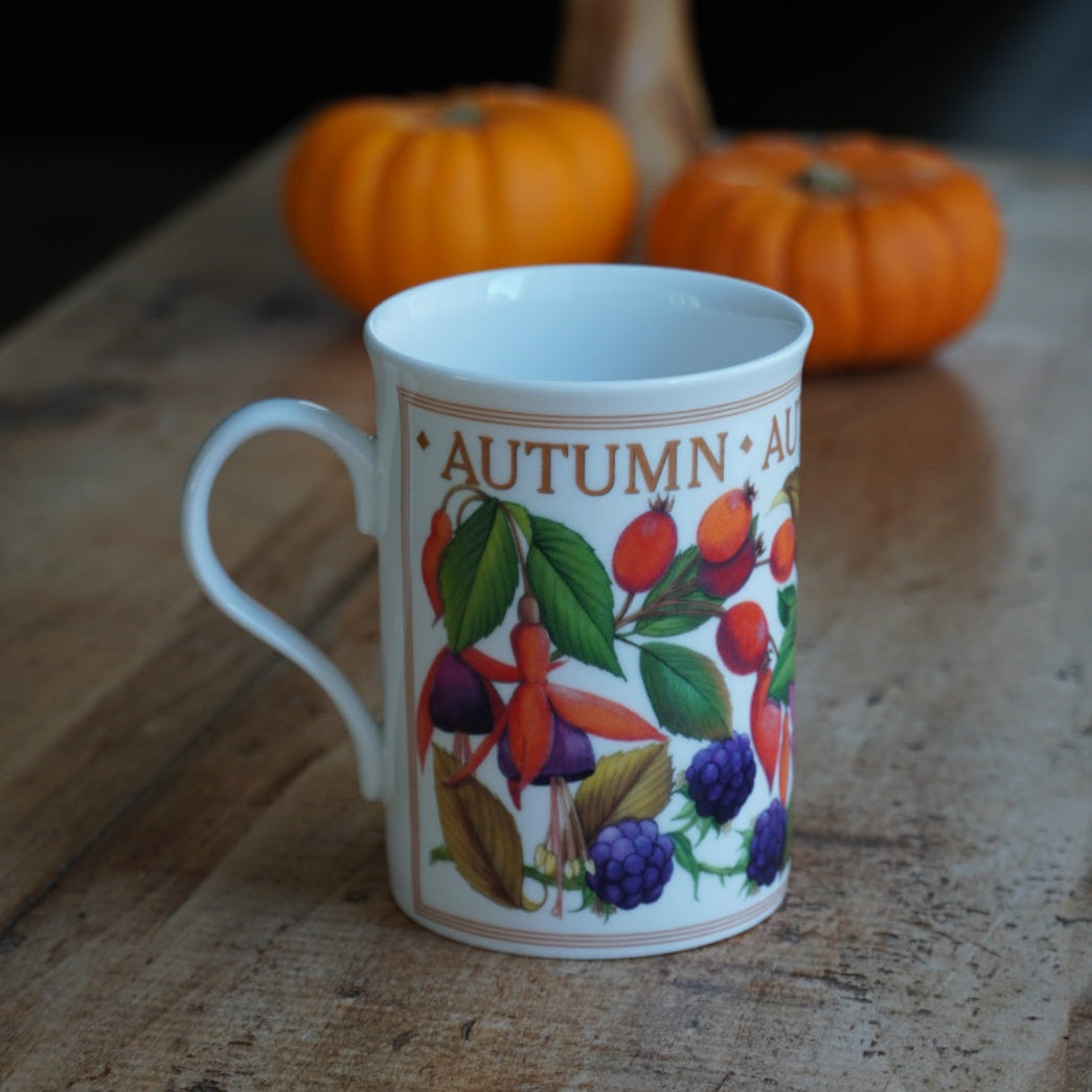 Mug "Fall" d'automne en porcelaine anglaise fleuri John Sinclair Sheffield & Bakewell