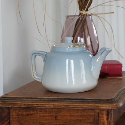 Théière "Thalie" et son filtre à thé en porcelaine de Limoges Aluminite Frugier bleu dégradé