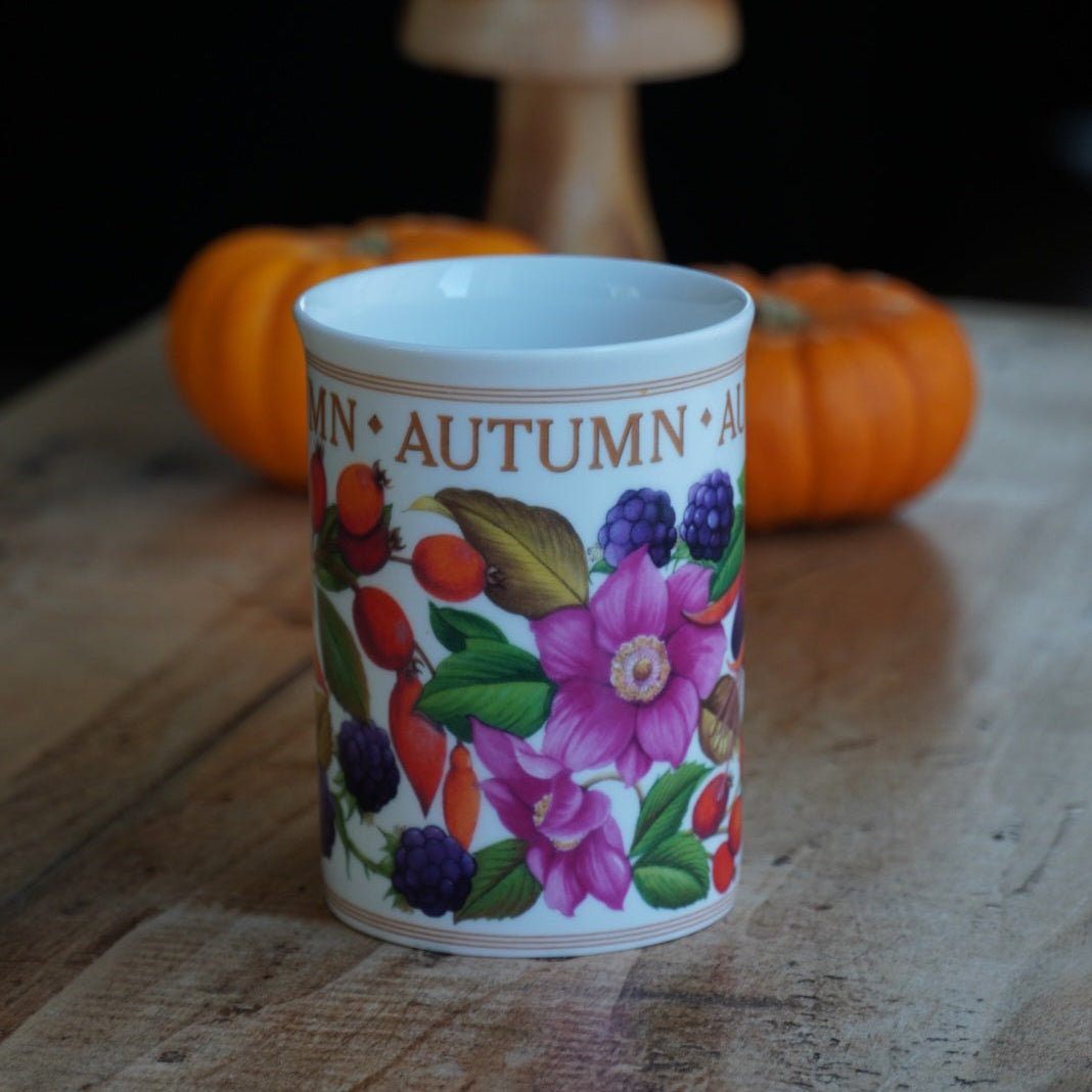 Mug "Fall" d'automne en porcelaine anglaise fleuri John Sinclair Sheffield & Bakewell