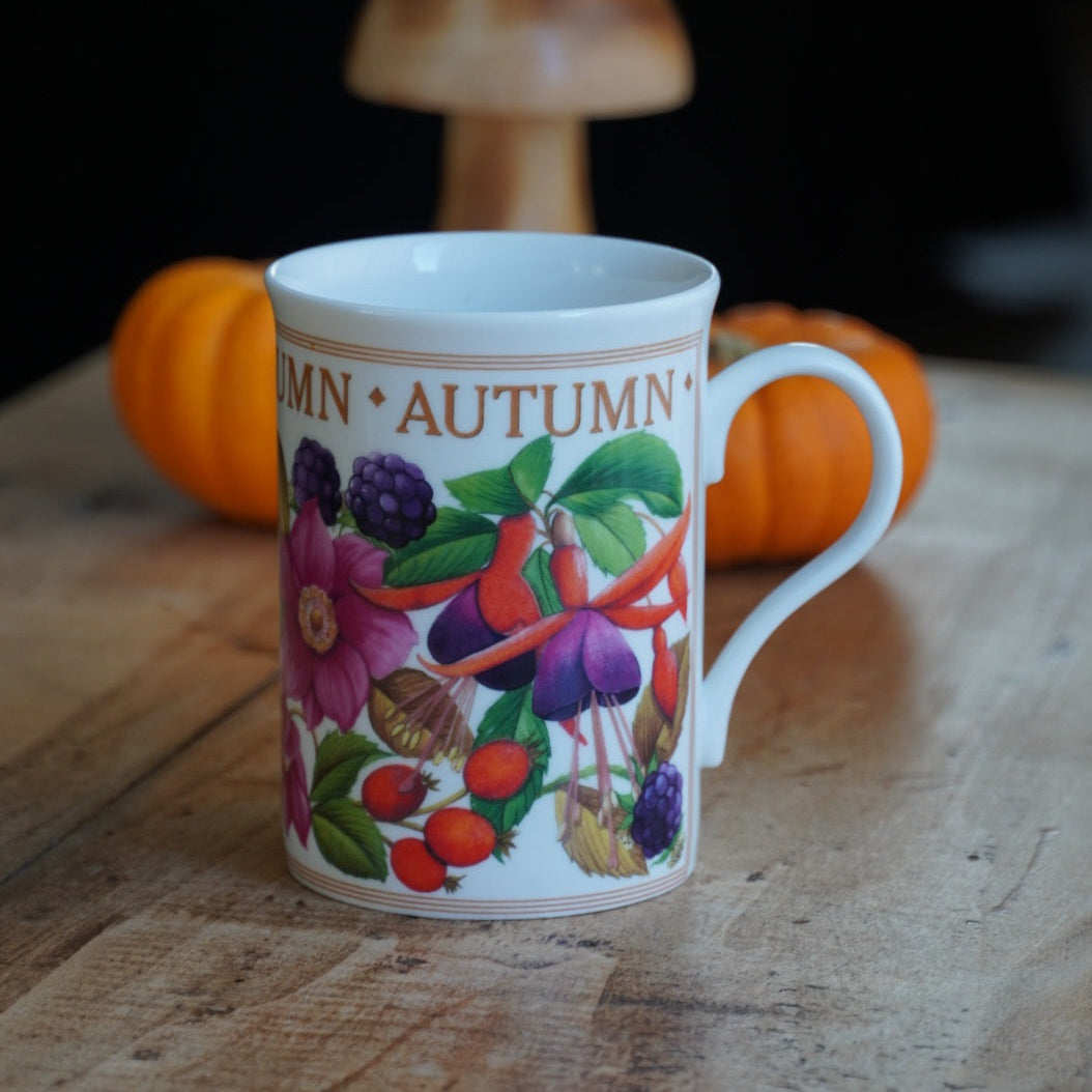 Mug "Fall" d'automne en porcelaine anglaise fleuri John Sinclair Sheffield & Bakewell