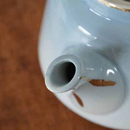 Théière "Thalie" et son filtre à thé en porcelaine de Limoges Aluminite Frugier bleu dégradé