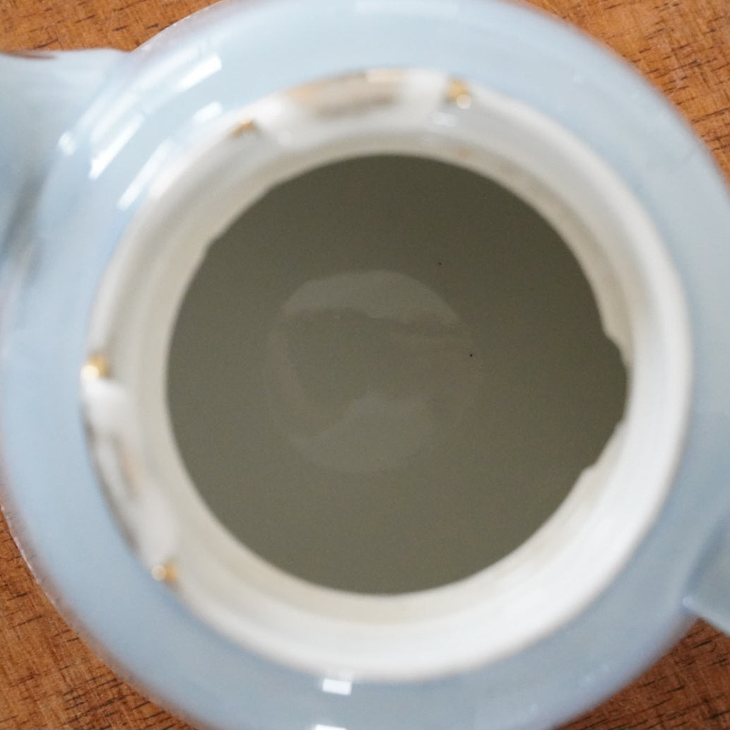 Théière "Thalie" et son filtre à thé en porcelaine de Limoges Aluminite Frugier bleu dégradé