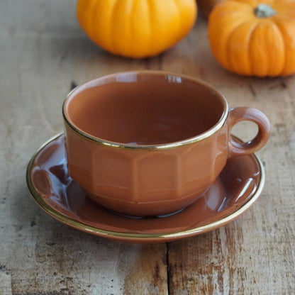 Grande tasse "Comélie" bistrot en céramique marron clair et dorée Prima Cup Collection