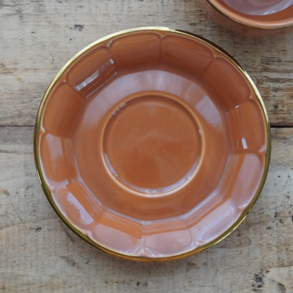 Grande tasse "Comélie" bistrot en céramique marron clair et dorée Prima Cup Collection