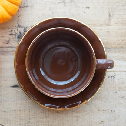 Grande tasse "Comélie" bistrot en céramique marron et dorée Prima Cup Collection
