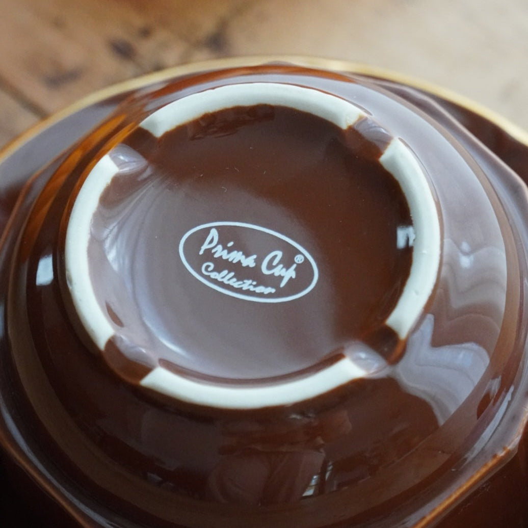 Grande tasse "Comélie" bistrot en céramique marron et dorée Prima Cup Collection