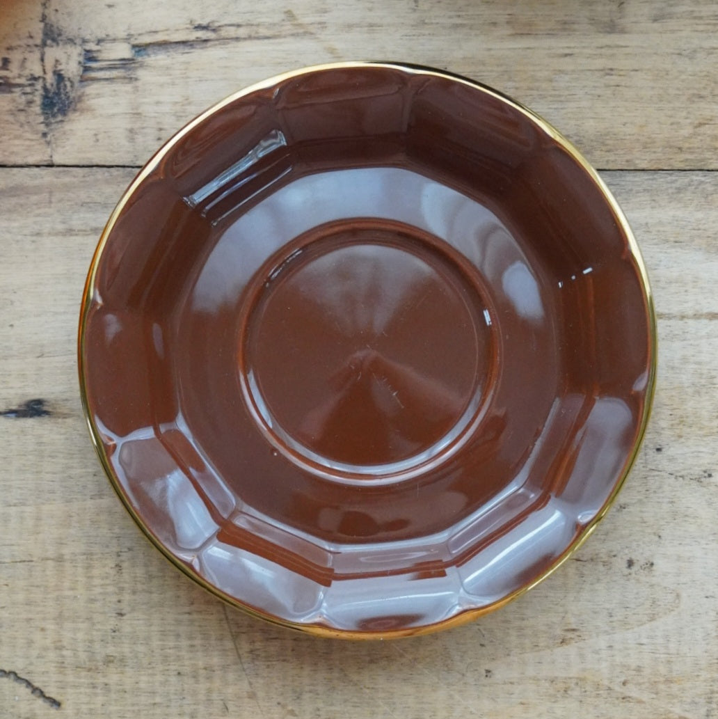 Grande tasse "Comélie" bistrot en céramique marron et dorée Prima Cup Collection