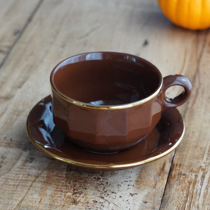 Grande tasse "Comélie" bistrot en céramique marron et dorée Prima Cup Collection