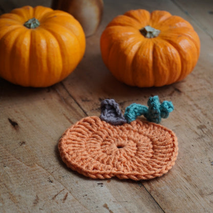 Sous-tasse "Citrouille" en crochet en forme de citrouille orange